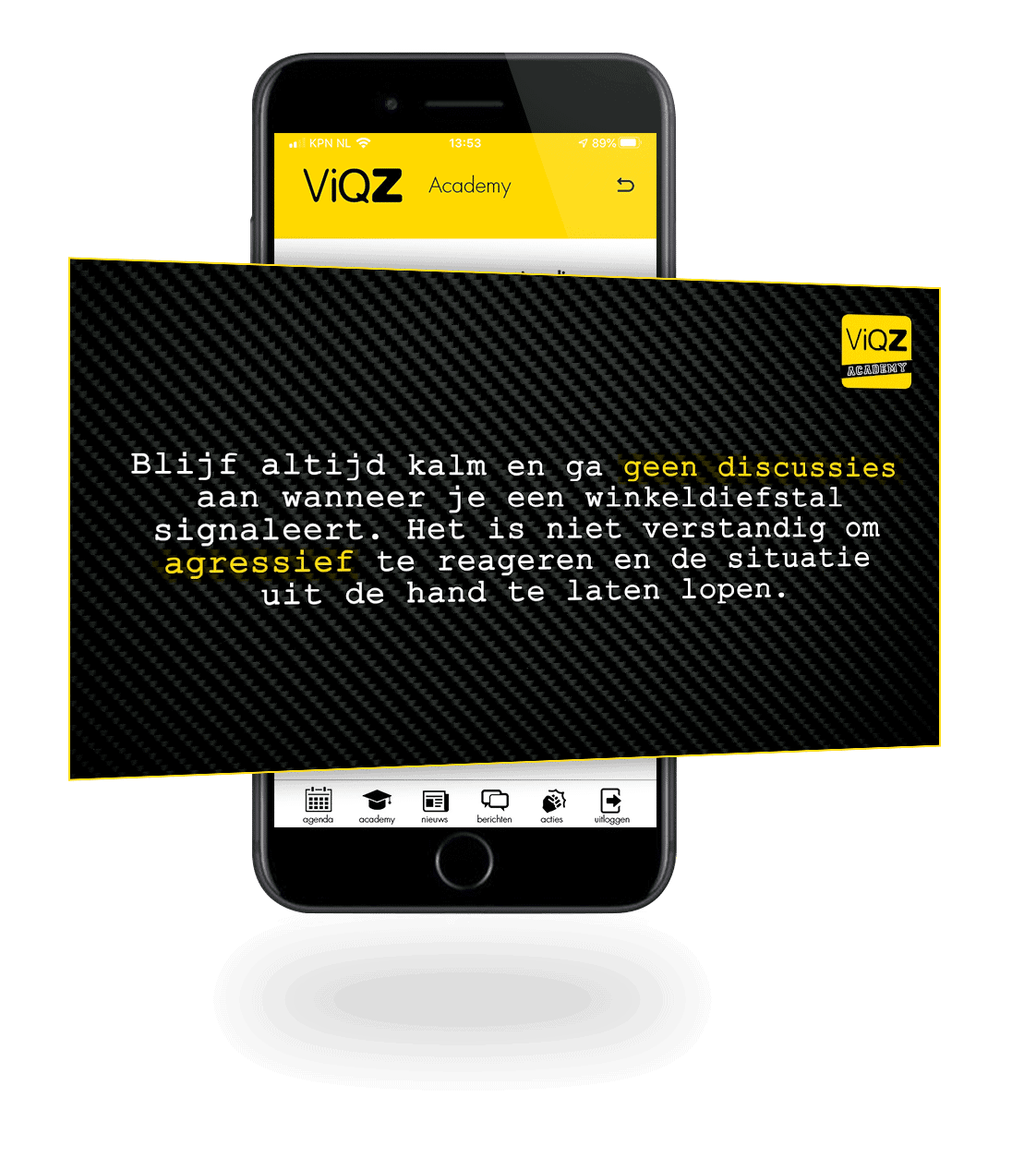 Afbeelding van de elearning module van ViQZ Academy, de complete applicatie voor organisaties met personeel.